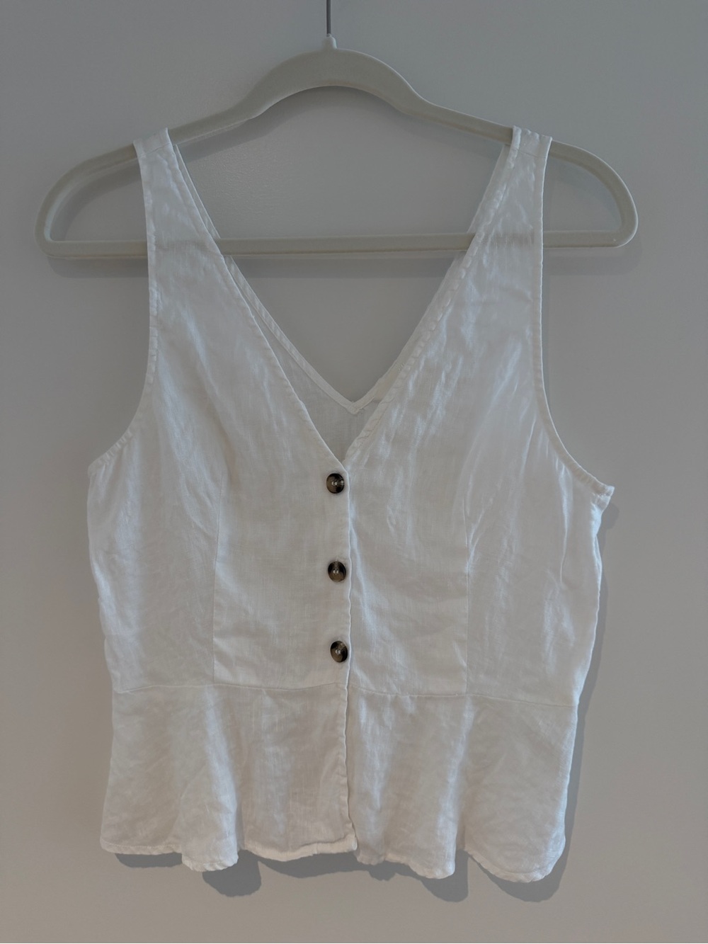H&M Linen-Blend White Button-Down Blouse